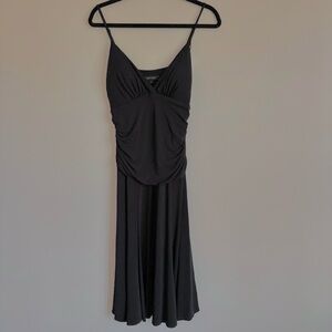 Vintage Y2K Midi Dress – Ruched Bodice Spaghetti Straps whimsigoth dark romantic